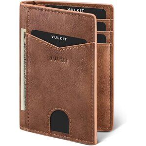 Mens Wallet VULKIT Bifold Front Pocket Slim RFID Blocking Credit Card Holder
